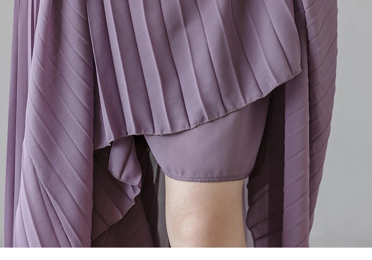 Plus size 6xl Pleated Chiffon Wide Leg Pants Women's High Waist 2023 Summer New Korean Loose Thin Beach Nine Cents Female Hakama