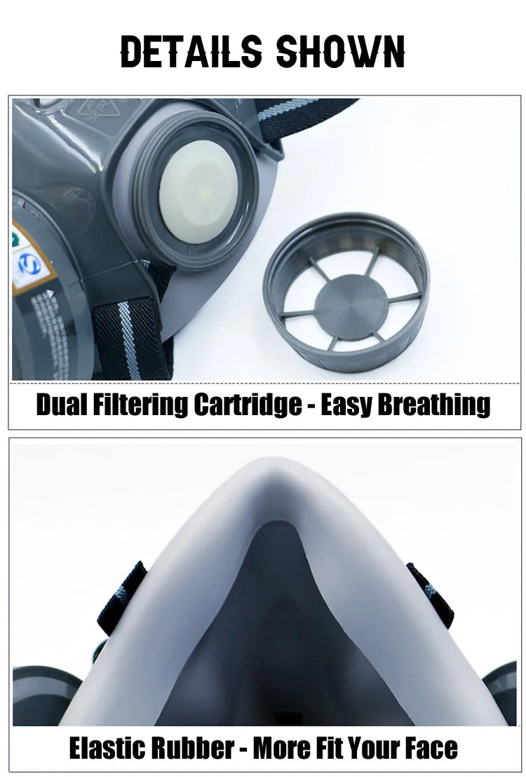 Double Filters Half Face Respirator Dust Gas Mask For Painting Spraying Factory Industry Home Emergency Survival Safety