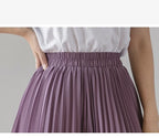 Plus size 6xl Pleated Chiffon Wide Leg Pants Women's High Waist 2023 Summer New Korean Loose Thin Beach Nine Cents Female Hakama