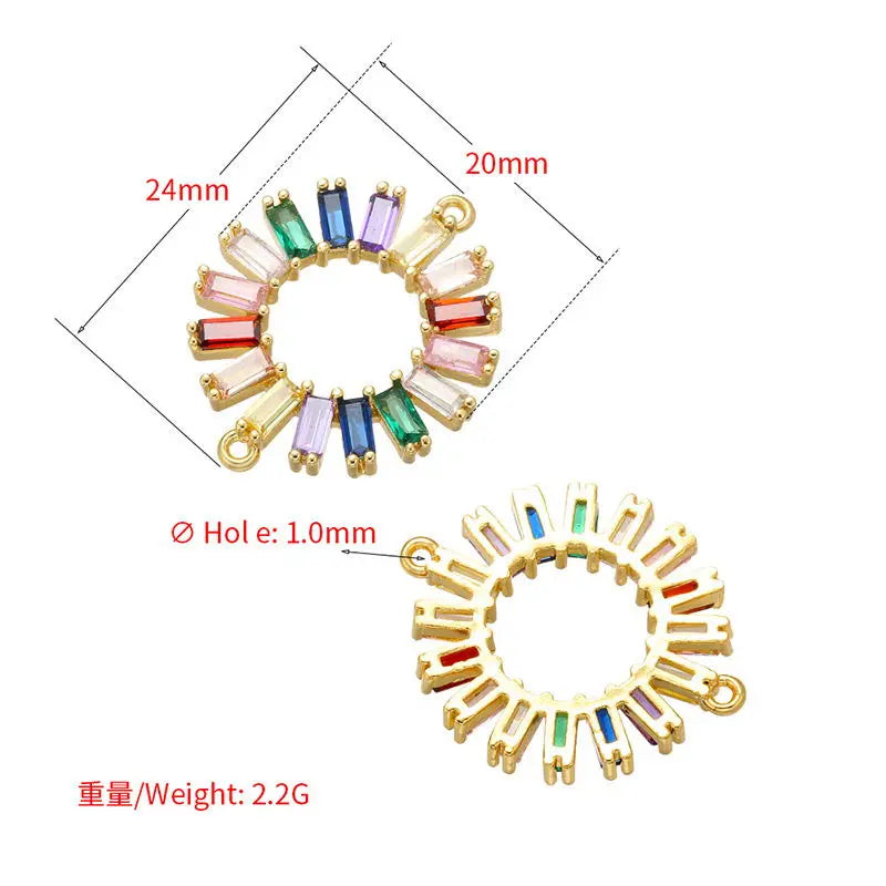 HECHENG 13styles rainbow Adjustable Bracelets CZ Gold color Wholesale geometric design For Women Bling DIY Gift Colorful VS425
