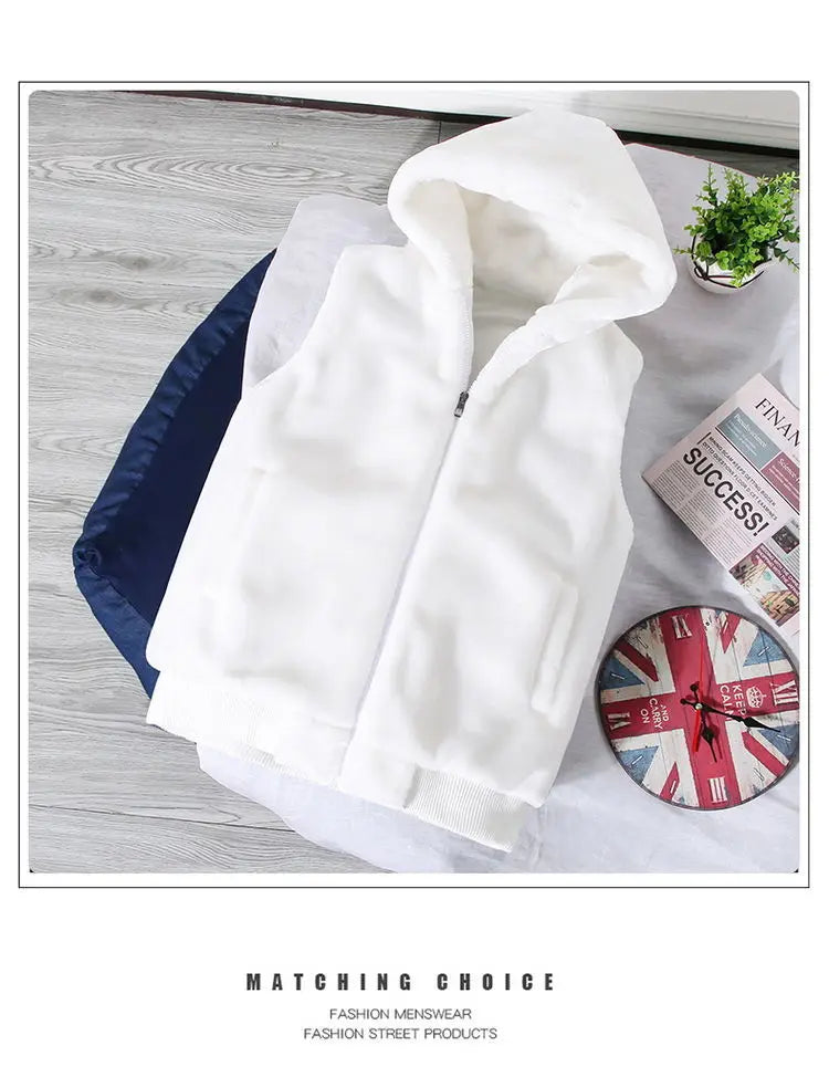 White Wool Vest Jacket Men Autumn Winter Sleeveless Jacket Men Waistcoat Warm Coat Faux Woolen Mens Clothing 2024 Trends