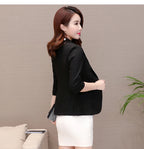 Elegant Women's Stripe 3/4 sleeve Suit Jacket 2025 Spring Summer Thin Slim Outwear Single button Female Office Blazer Coat Tops