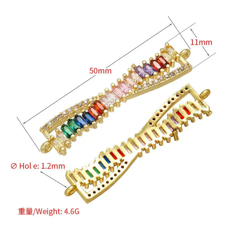 HECHENG 13styles rainbow Adjustable Bracelets CZ Gold color Wholesale geometric design For Women Bling DIY Gift Colorful VS425