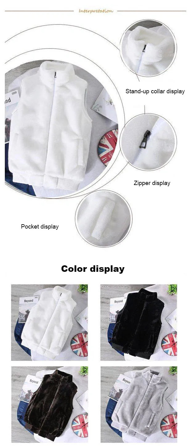White Wool Vest Jacket Men Autumn Winter Sleeveless Jacket Men Waistcoat Warm Coat Faux Woolen Mens Clothing 2024 Trends