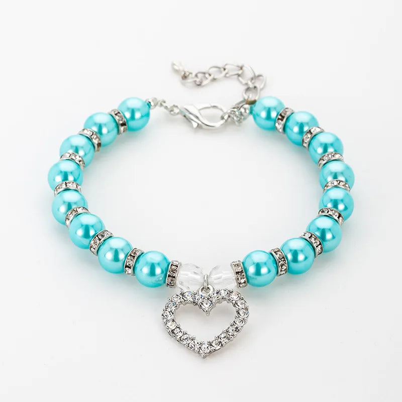 Rhinestone Pet Collar Puppy Dog Cat Imitation Pearl Necklace Pet Accessories Lovely Fashion Pets Dogs Cats Collar