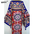 WINYI Cotton feeling robe longue hiver Elegant Long Sleeve african dresses for women Stripe Print Female dresses Vestdios abaya
