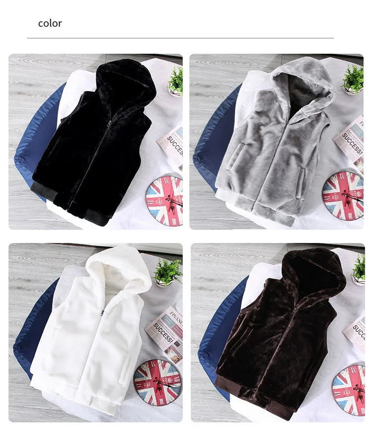 White Wool Vest Jacket Men Autumn Winter Sleeveless Jacket Men Waistcoat Warm Coat Faux Woolen Mens Clothing 2024 Trends