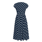 Women Plus Size Dress Polka Dot Print V Neck  Summer Single-breasted Sleeveless Large Hem Dress платье женское vestido mujer