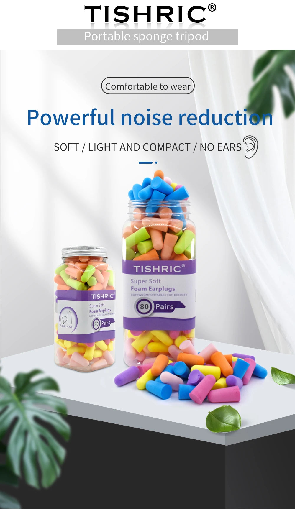 80 Pairs Sponge Sleeping Ear Plugs Earplugs Anti-noise Ear Plugs Noise Reduction Rate 35.5db Ear Protection