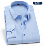 2023 Non-Iron Solid  Soft Easycare Stretch Shirts Men Spandex Long Sleeve Dress Shirt Men Office Shirts Men Clothing