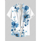 Hawaiian Men's Summer Casual Flower Korean Retro Shirt Geometric Print Short Sleeve Tops Casual Shirt for Men Short Sleeve Shirt