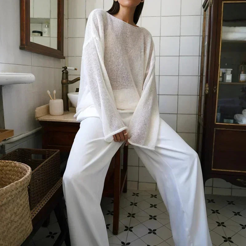 Y2k Women 2024 Summer Autumn Women Pullovers Chic Pink Casual Fashion Loose Elegant Sweater White Jumper Sueter Mujer