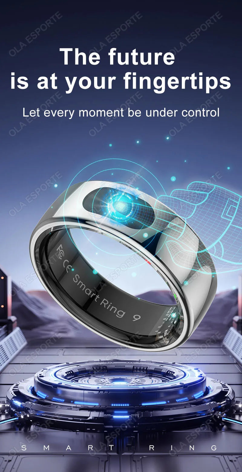 For Xiaomi Smart Ring Bluetooth Health Monitor Heart Rate Blood Oxygen Sleep Temperature Gesture Control Waterproof Sport Rings