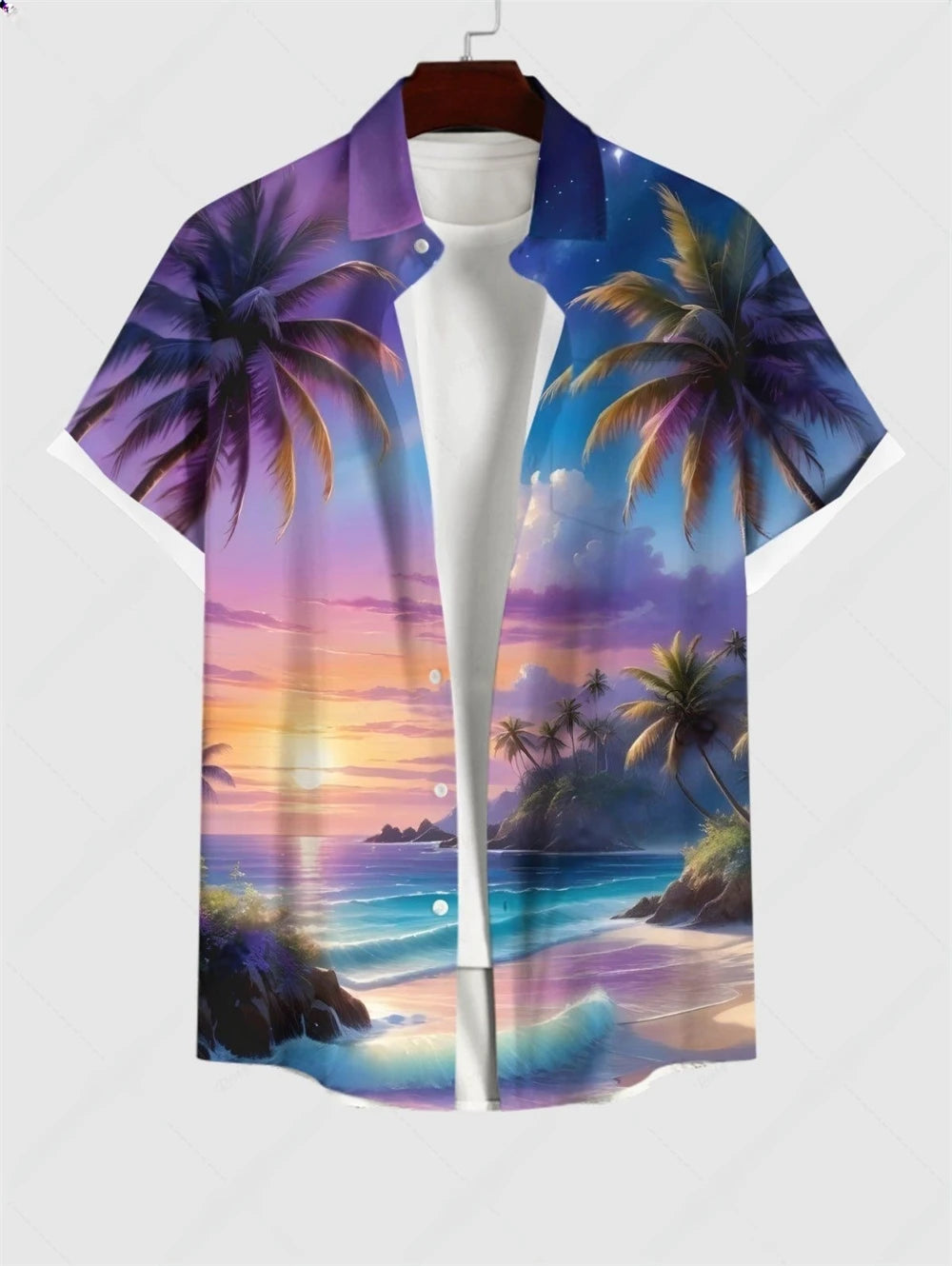 Hawaiian Men's Summer Casual Flower Korean Retro Shirt Geometric Print Short Sleeve Tops Casual Shirt for Men Short Sleeve Shirt