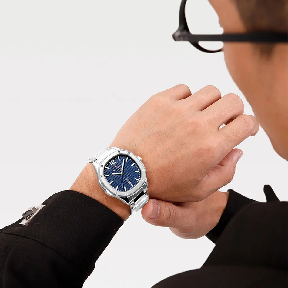NAVIFORCE Men Luxury Brand Watches Military Sport Mens Wrsitwatches Full Steel Quartz Clock Men's Waterproof Business Watch