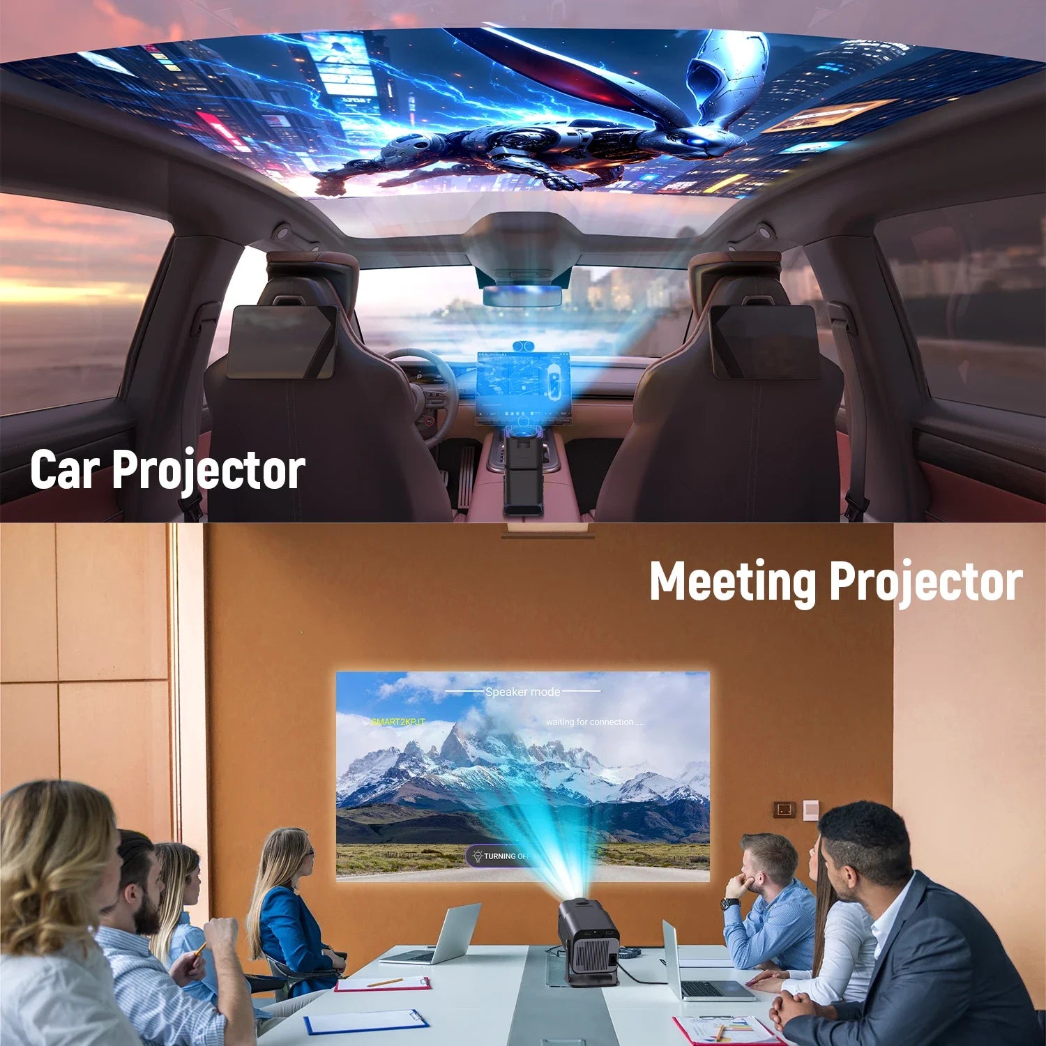 Projector Netflix Officially Licensed HY320 Android 11 1080P 500ANSI Amlogic S950D4 WIFi6.0 BT5.2 Mini 4K Projector
