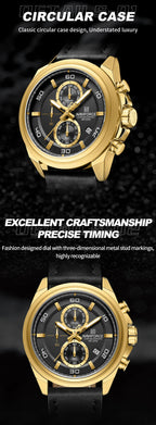 NAVIFORCE  Hands Wristwatches Genuine Leather Strap Alloy Case Casual Watches Dress Watch for Men Waterproof with Date Luminous