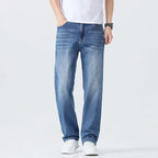 Summer Thin Straight Jeans Men's Clothing Soft Breathable Trousers Male Brand Comfortable Business Loose Denim Pants Retro Y2K