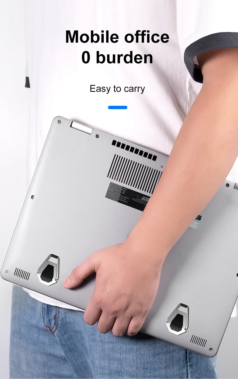 2Pcs Desktop Foldable Laptop Stand Base Portable Small Metal Base Universal Anti-Slip Stand Adjustable Notebook Cooling Holder