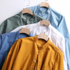 2025 Cotton Stand-up Neck Oxford Spinning Anti-wrinkle Casual  Spring  Autumn New Men's Shirt Jackets  Long Sleeve Shirt Men's