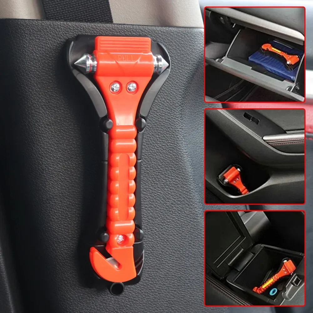 Car Breaking Window Emergency Escape Hammer 2-in-1 High Hardness Carbon Steel Safety Hammer Seatbelt Cutter for Auto Truck Bus