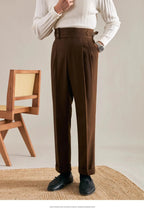 Italian Naples Trousers High Waisted Straight Men's Business Casual Pants High-end Elegant Retro Suit Pants Banquet Wedding