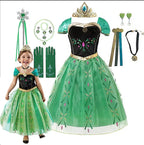 Anna Costume For Kids Girl Fancy Birthday Party Gown Princess Dress Carnival Party Children Clothing Full Printing Vestidos