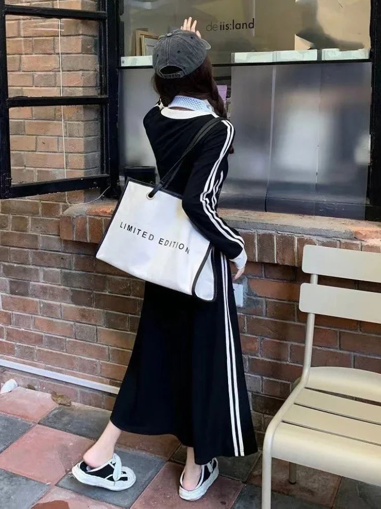 Plus Size 4xl 5xl Casual Slim Long Sleeve Dresses Summer Black Office Lady Womens Clothing Spring Korean Fashion Elegant Dress