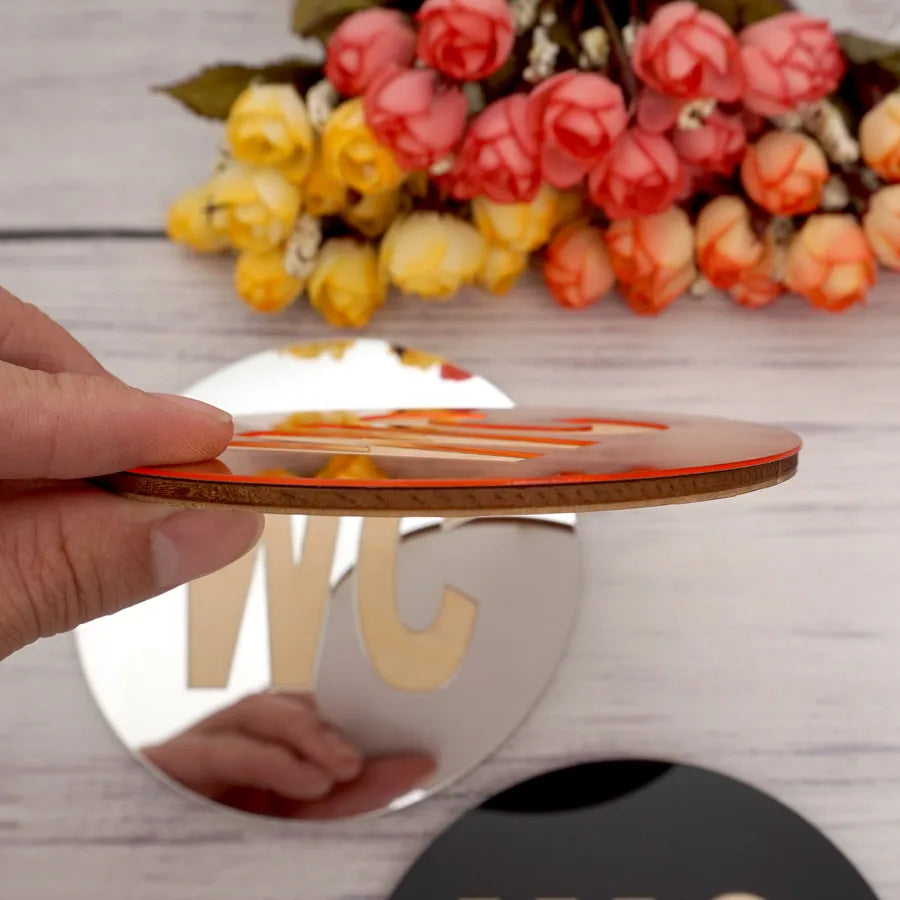 Mirror WC Door Sign Stickers Round Shape Laser Cut Acrylic 3D DIY New House Toilet Signs Home Decoration Accessories Wall Decor