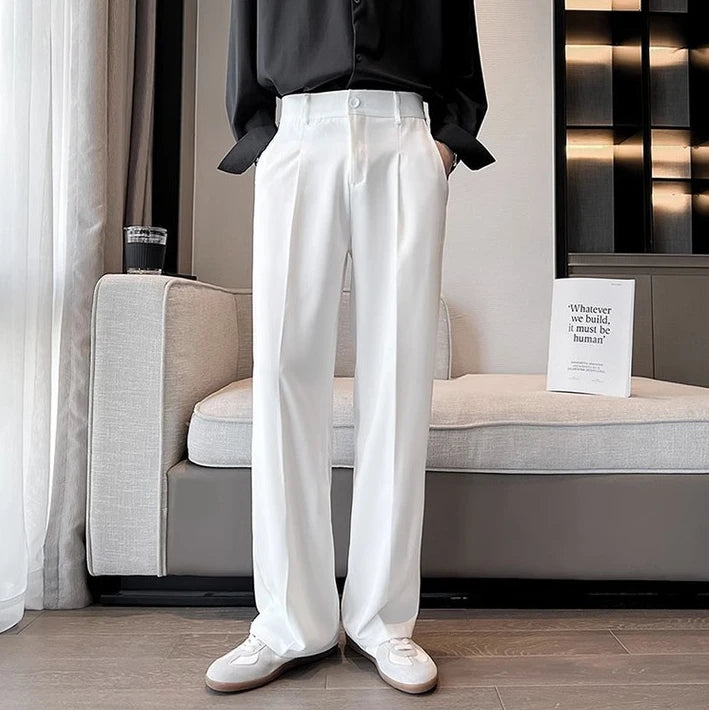 Wide Leg Gray Baggy Men's Summer Pants Tailoring Chinese Homme Dress Slacks Spring Clothes Male Suit Trousers Formal Designer Up