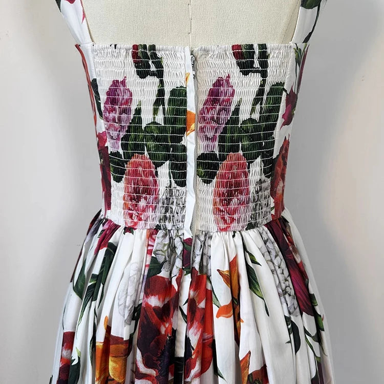 MARYYIMEI Fashion Design Summer Women's Dress Spaghetti Strap Backless Square-Neck Casual Holiday Cotton Dresses