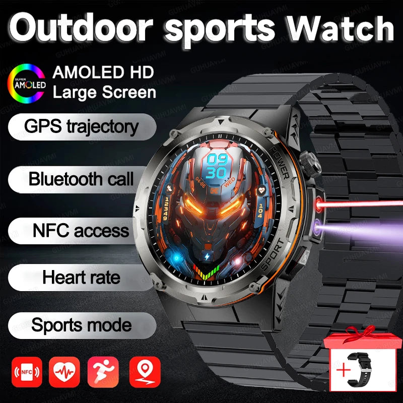 NEW For XIAOMI Outdoor Sports Smart Watch Men GPS Trackr Health Monitor BT Call NFC UV infrared Laser 5ATM Waterproof Smartwatch