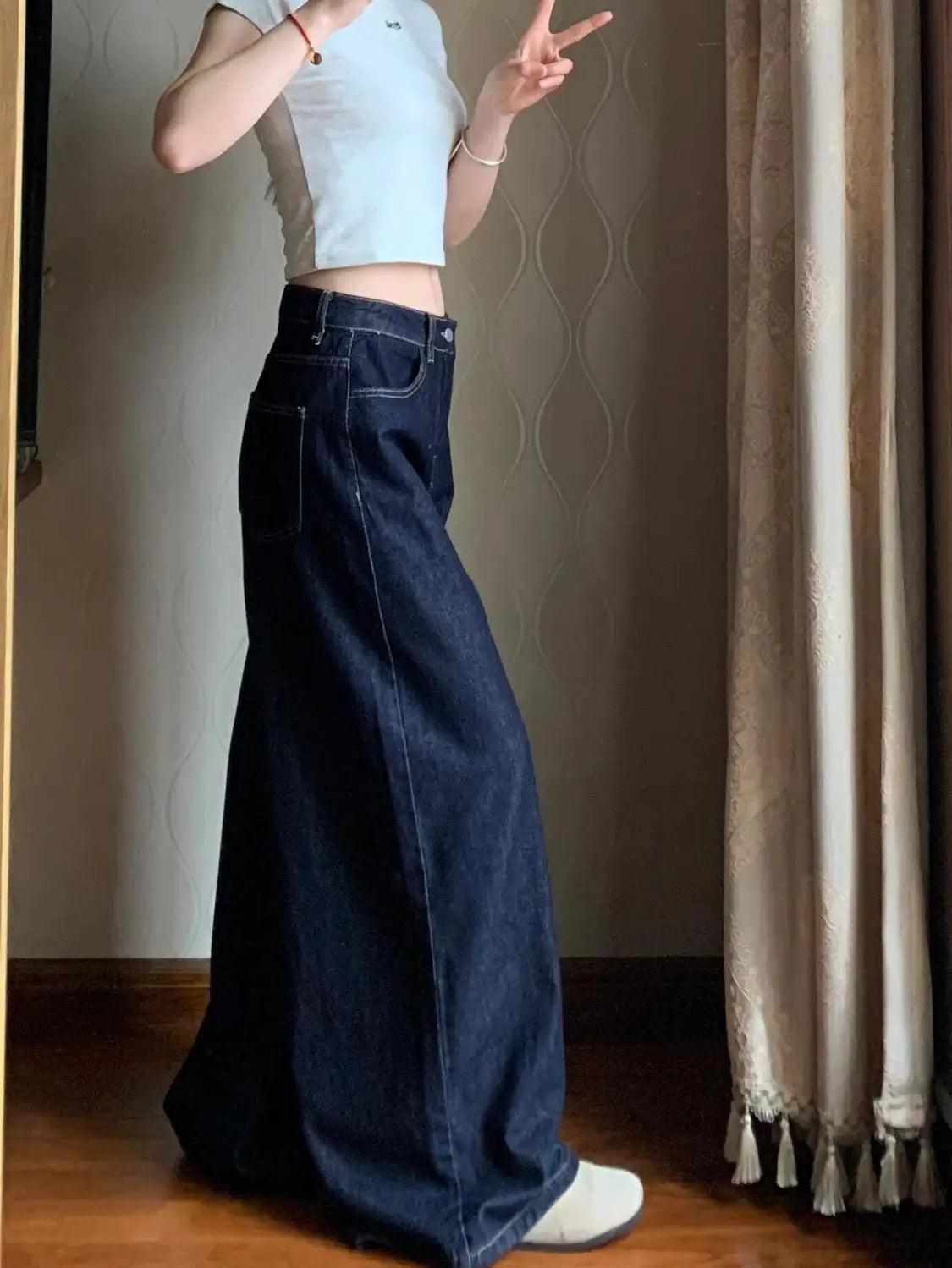 Harajuku Fashion Korean Popular Clothes Women's Denim Pants Bootcut Jeans Y2k Baggy American Vintage Pant Woman Clothing 2000s