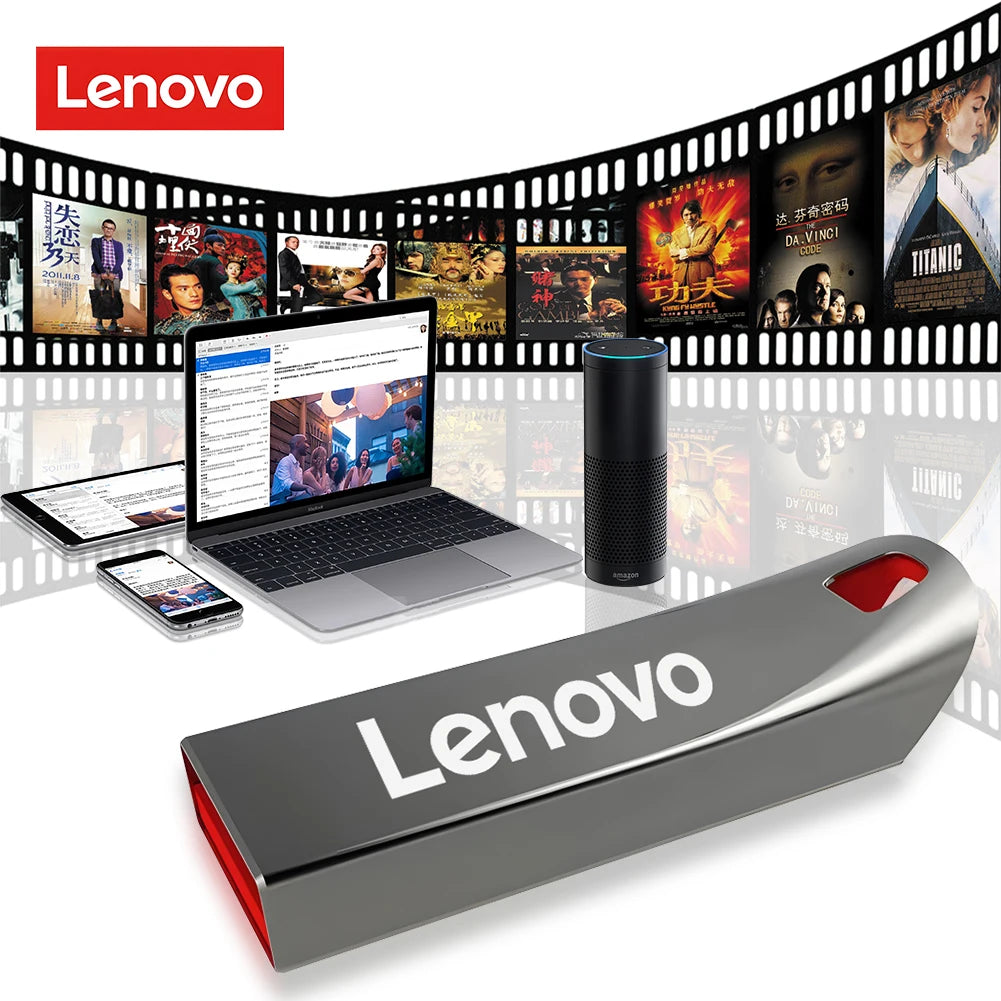Lenovo U Disk 2TB 256GB 512GB Metal USB3.1 Dustproof Titanium Gamer Design USB  Flash Drive 128GB  Pen Drive 512GB 1TB