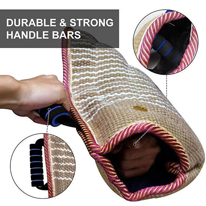 Dogs Bite Training Arm Sleeve Protection Thicken Jute Tug Bite Sleeves with Holder Handle for German Shepherd malinois Work Dogs