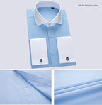 2024 Niche Chic Double Folded Sleeve Windsor Collar  Business Long-sleeved Shirt Men's High-grade  Dress random French Cufflinks