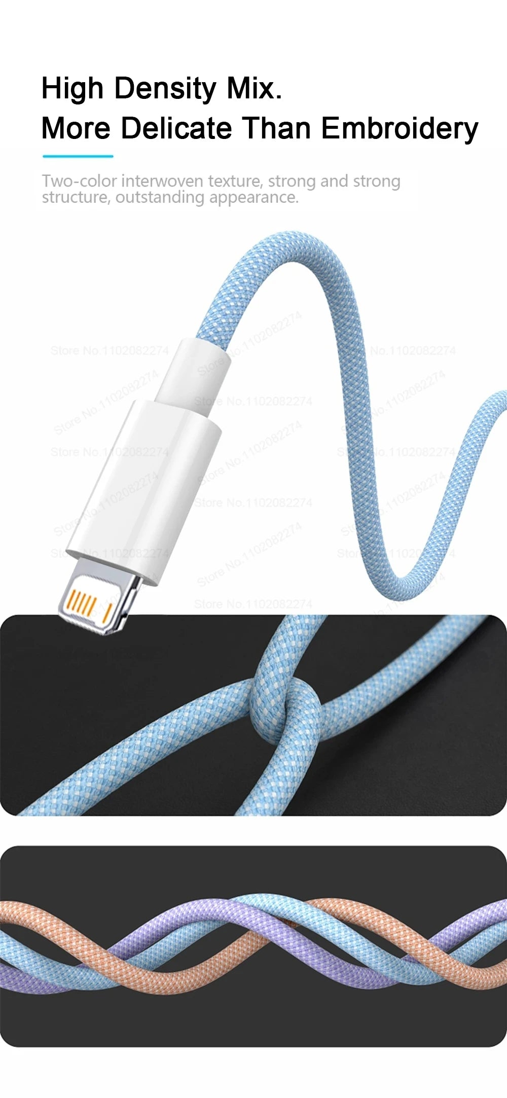 20W USB A to L Color Cable For iPhone 14 13 12 11 Pro XS Max XR XS X SE 8 7 Plus PD Fast Charge Type C Braid Cables Accessories