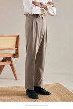 Italian Naples Trousers High Waisted Straight Men's Business Casual Pants High-end Elegant Retro Suit Pants Banquet Wedding