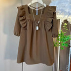 Summer Casual V-neck Back Cross Strap Fly Sleeve Elastic Shoulder Loose Fit Small Shirt Versatile Simple Top for Plump Sister