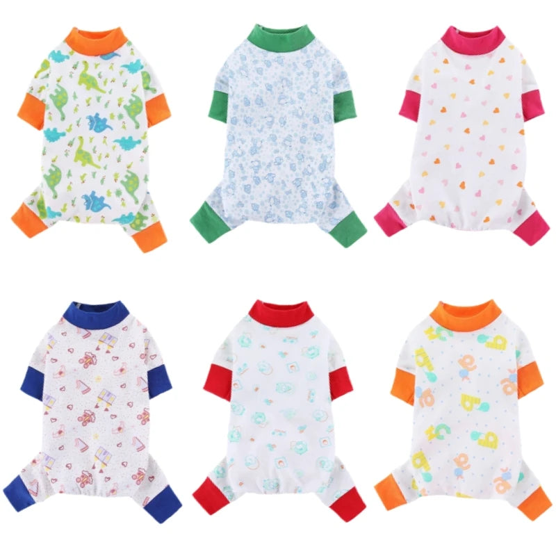Luxury Dog Jumpsuits Pet Dog Clothes for Small Dogs Soft Cotton Puppy Pajamas Cute Print Cat Jumpsuits Pet Overalls Dog Costumes