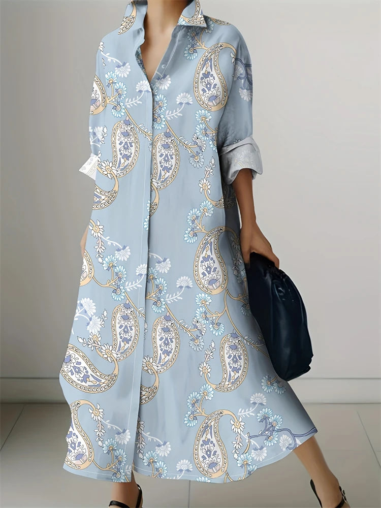 New Women's Fashion Shirt Dresses High Temperament Leopard Print Casual Dresses Women's Elegant Party Long Sleeve Dresses
