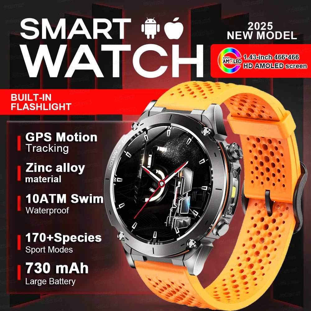 Men New Outdoors Sports Military GPS SmartWatch 10ATM Waterproof 730mAh High Battery Compass NFC HD Call For Huawei Xiaomi Watch