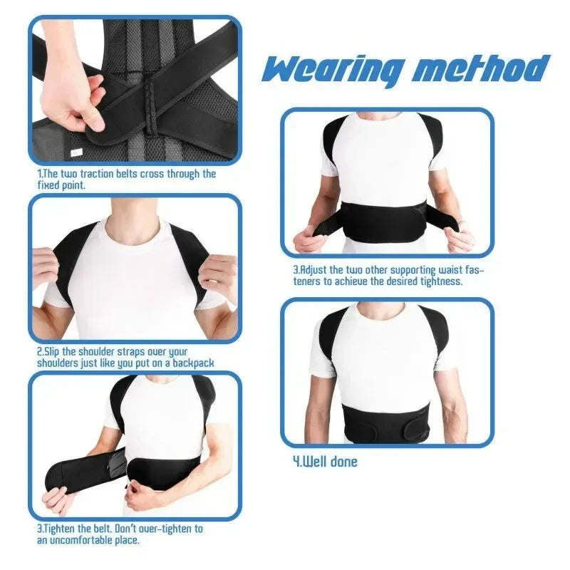 Adjustable Back Posture Corrector With Breathable Shoulder Straps And Waist Belt For Boys And Girls To Relieve Back Strain