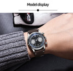 ADDIESDIVE Retro Quartz Watch for Men VK64 Multifunctional 24 Hour Chronograph Watches Bubble Mirror Glass 100m Dive Wristwatch