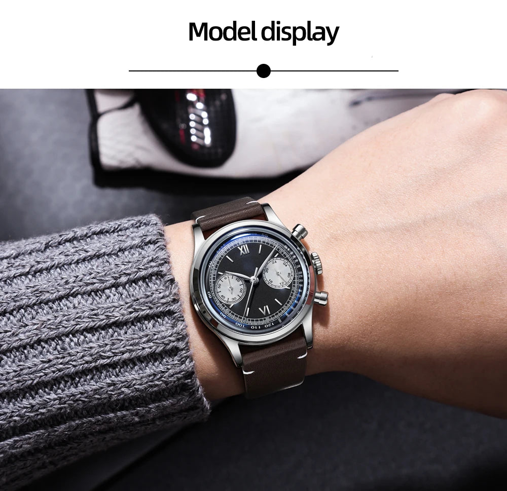 ADDIESDIVE Retro Quartz Watch for Men VK64 Multifunctional 24 Hour Chronograph Watches Bubble Mirror Glass 100m Dive Wristwatch