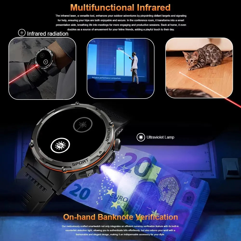 NEW For XIAOMI Outdoor Sports Smart Watch Men GPS Trackr Health Monitor BT Call NFC UV infrared Laser 5ATM Waterproof Smartwatch