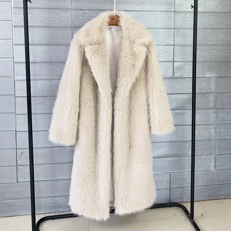 Tossy Winter Fur Feather Loose Overcoat Women's Fashion Pocket Solid Commute Streetwear Jacket Ladies Luxury Patchwork Coat 2025