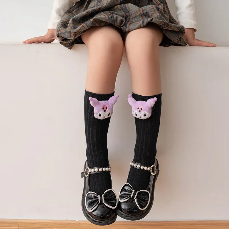 Kuromi Melody Cinnamoroll Kitty Cat Sanrio Socks for Children's Girls Cartoon Kawaii Korean Style Mid-Tube Trendy Student Socks