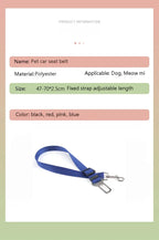 Dog Seat Belt, Dog Car Adjustable Seatbelts for Vehicle Nylon Pet Safety Heavy Duty & Elastic Car Harness for Dogs