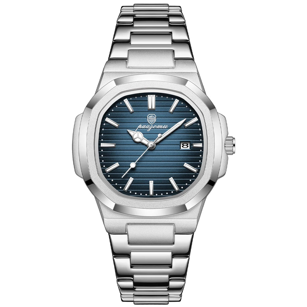 PENGAGAR Trend Men's Watches Classic Fashion Original Quartz Watch for Man Square Dial Waterproof Luminous Date Wristwatch Reloj